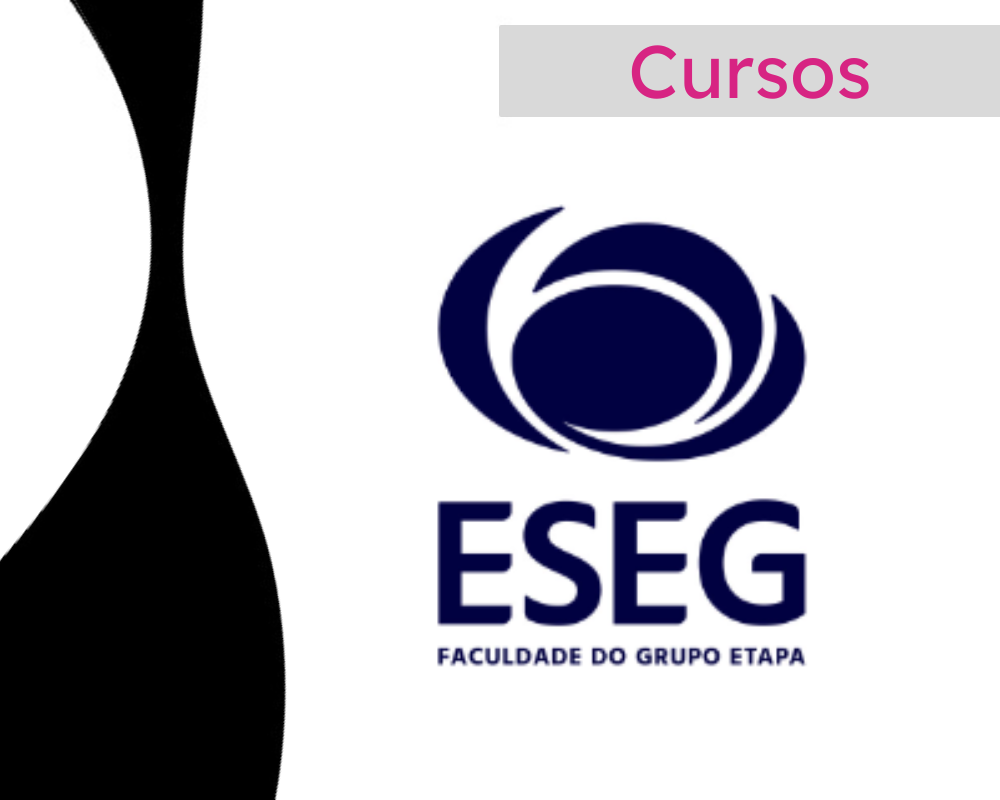 Logo da ESEG com a palavra Cursos, representando a qualidade e opções de formação oferecidos pela faculdade do Grupo Etapa.