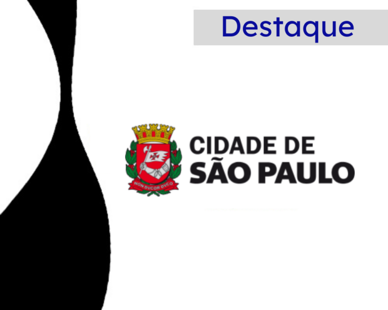 Arte em tons de preto, branco azul e vermelho. No canto superior direito há descrição da editoria Destaque. No centro há o logotipo da Prefeitura de São Paulo. A notícia divulga atualizações sobre o IPTU 2025 na cidade de São Paulo.